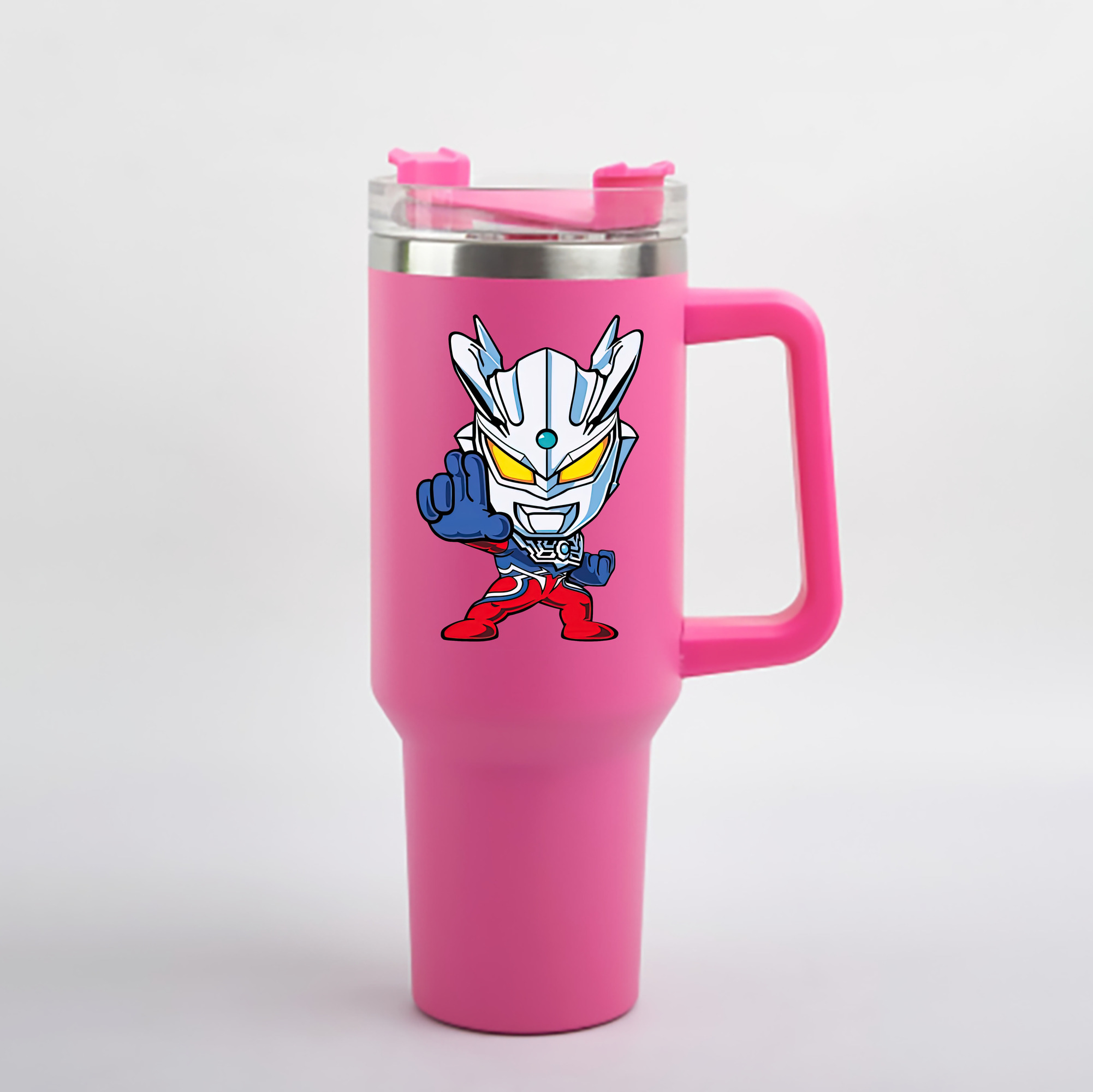（画像用） ウルトラマン Ultraman 1200mL車用タンブラー - クリスタルステッカー（プラスチックストロー付き）